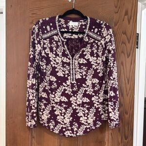 Lucky Brand Purple Graphic Blouse Size S